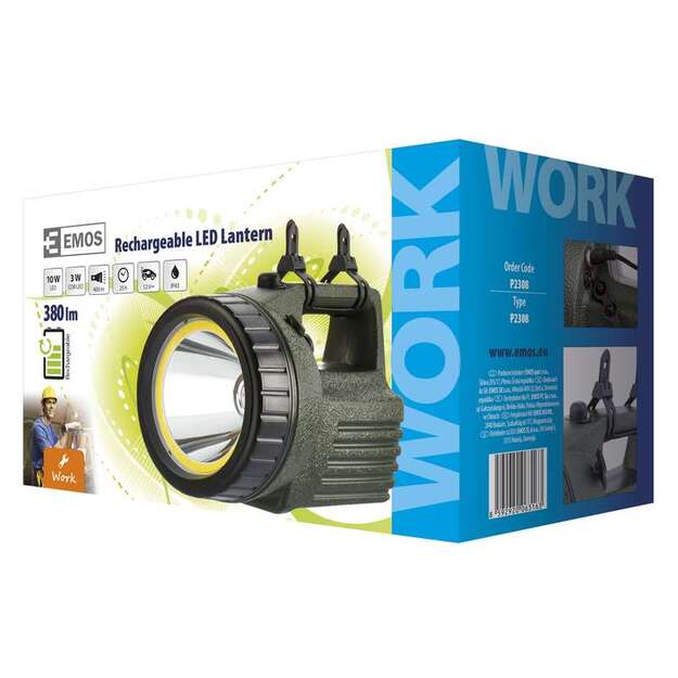 Įkraunamas žibintas 10W+COB LED diodas