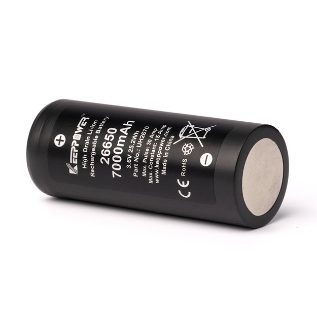 Keeppower 26650 * 7000mAh max. 15A discharge current, 3.6-3.7V lithium-ion battery UH2670