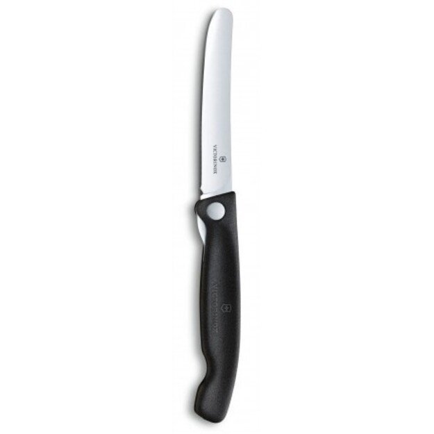 Victorinox juodas sulankstomas virtuvinis peilis - lygūs ašmenys su užapvalintu galu 6.7803.FB