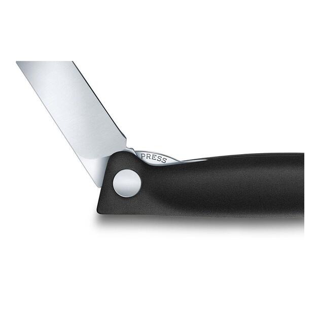 Victorinox juodas sulankstomas virtuvinis peilis - lygūs ašmenys su užapvalintu galu 6.7803.FB