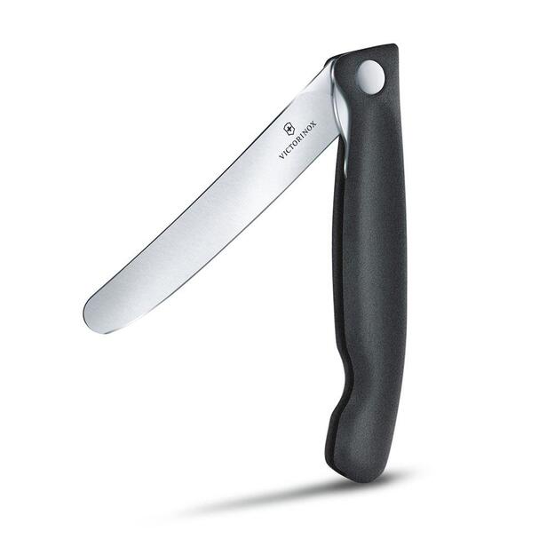 Victorinox juodas sulankstomas virtuvinis peilis - lygūs ašmenys su užapvalintu galu 6.7803.FB