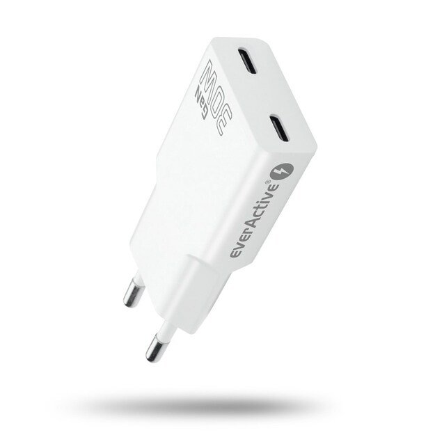 EverActive GaN SUPER SLIM SC-385Q wall charger with two USB-C PD 30W ports