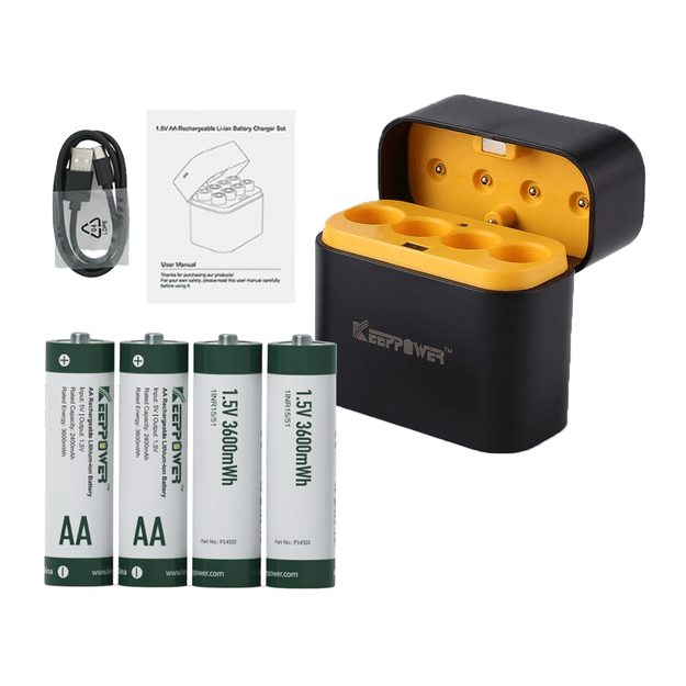 Зарядное устройство Keeppower I4 с 4 литий-ионными батареями AA 1.5V (3600 mWh) – вход USB-C