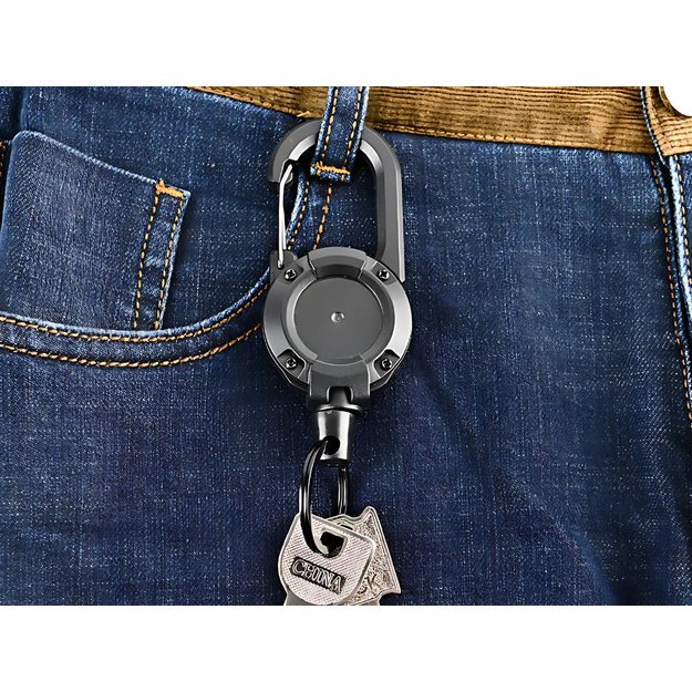 Raktų žiedo įtraukiklis su karabinu