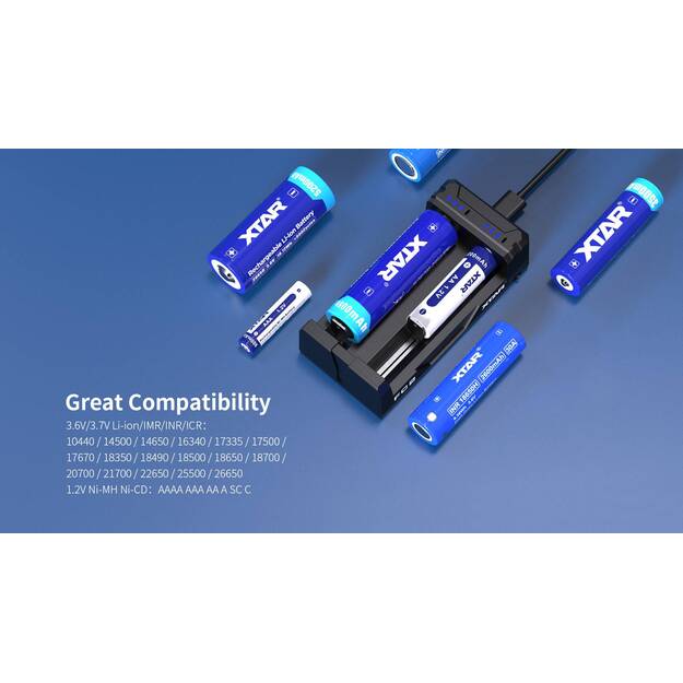 Зарядное устройство XTAR FC2 для Li-Ion и NiMh/NiCd аккумуляторов