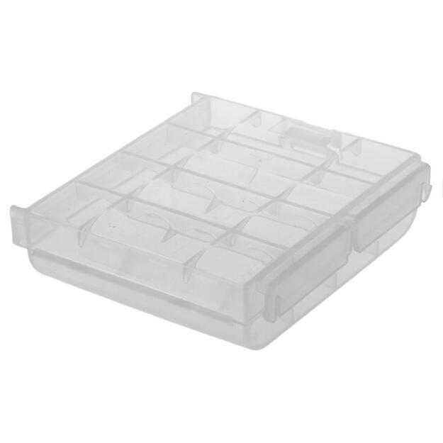 AA ir AAA baterijų dėklas, 4 baterijoms, skaidrus