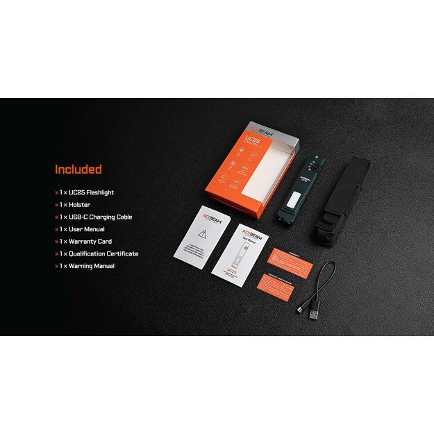 AceBeam UC25 Multi-Light taktinis EDC žibintuvėlis Juodas