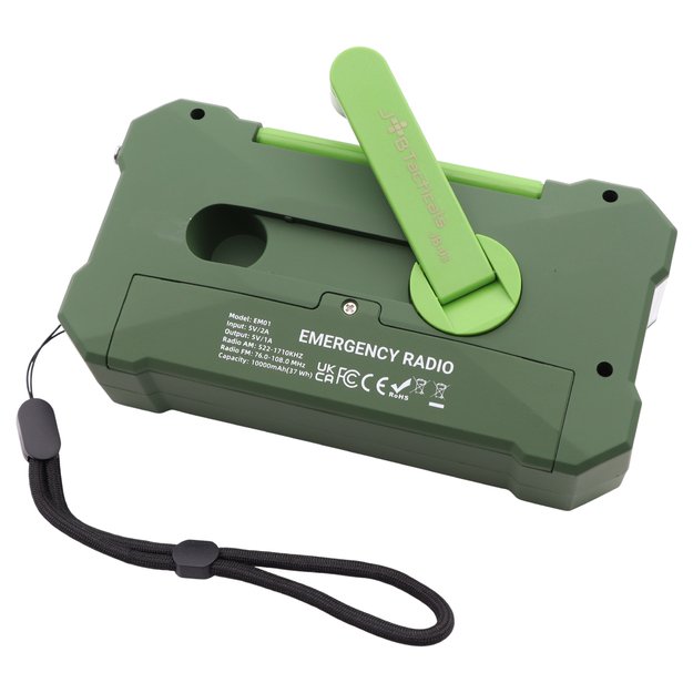 Аварийное радио с фонариком, светодиодной лампой, SOS и внешним аккумулятором 10000 мАч – зеленый