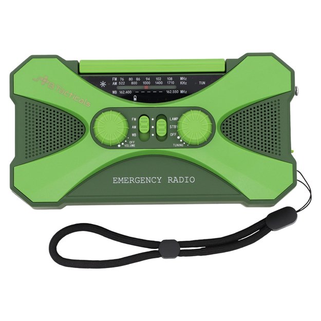 Аварийное радио с фонариком, светодиодной лампой, SOS и внешним аккумулятором 10000 мАч – зеленый