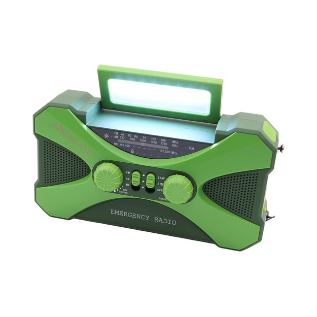 Аварийное радио с фонариком, светодиодной лампой, SOS и внешним аккумулятором 10000 мАч – зеленый