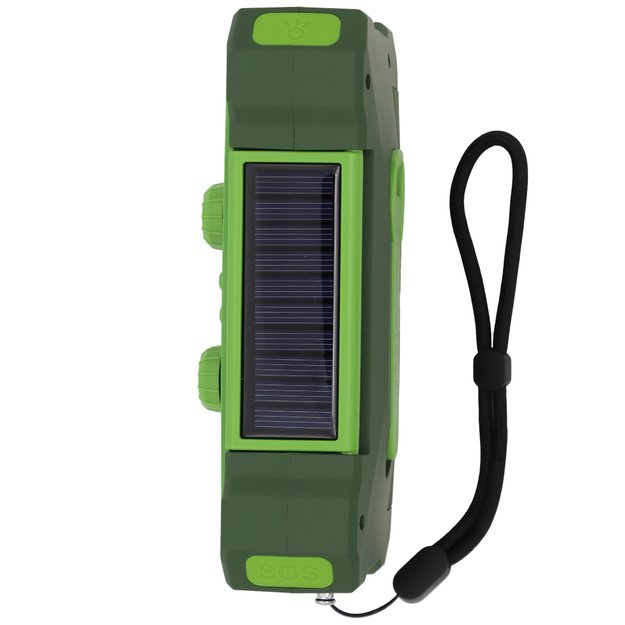 Аварийное радио с фонариком, светодиодной лампой, SOS и внешним аккумулятором 10000 мАч – зеленый
