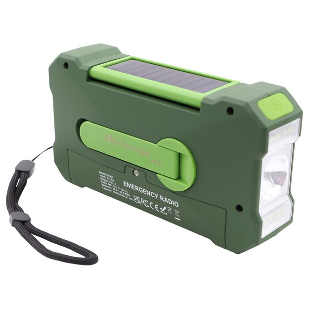 Аварийное радио с фонариком, светодиодной лампой, SOS и внешним аккумулятором 10000 мАч – зеленый