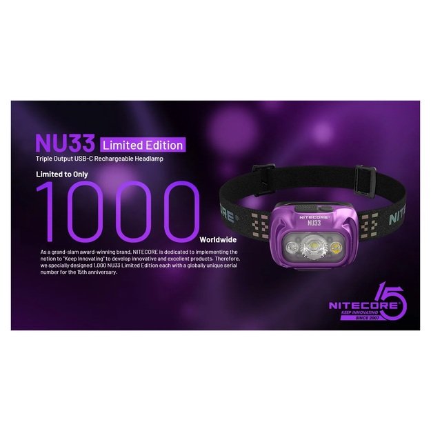 Налобный фонарь Nitecore NU33 Purple 700 лм. ОГРАНИЧЕННЫЙ ВЫПУСК