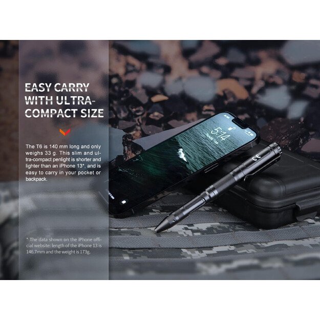 Fenix taktinis rašiklis T6. USB