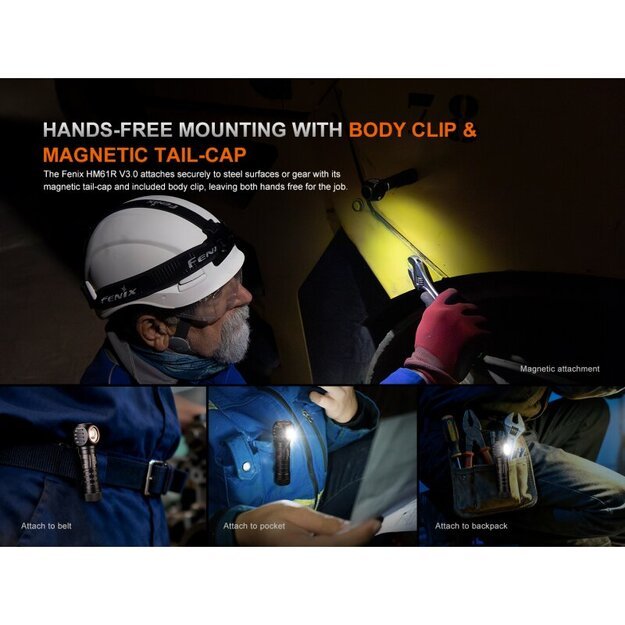 Fenix ​​HM61R V3.0 LED žibintuvėlis su dėklu ir atsargine juosta