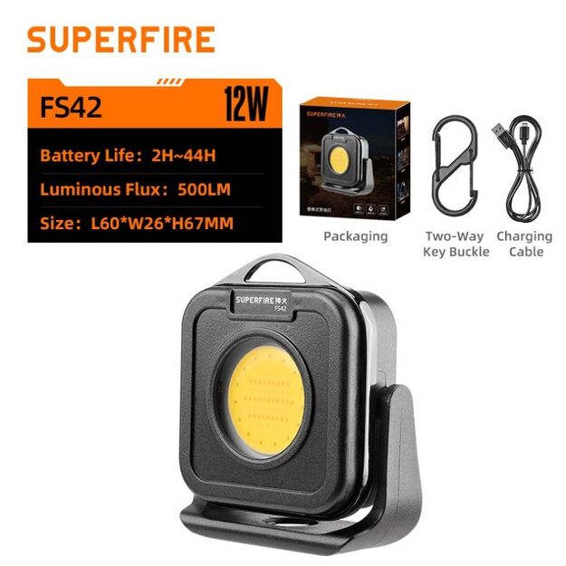 Superfire flashlight with magnet USB-C FS42