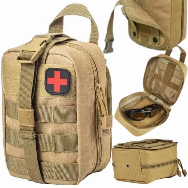 Тактический подсумок для первой помощи с системой MOLLE, крепится на ремень