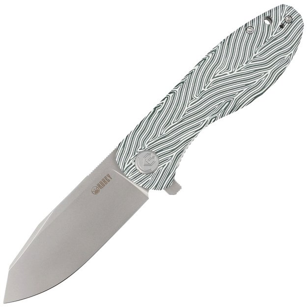 Kubey folding knife Master Chief White Green G10, Bead Blast AUS-10 by Keanu Alfaro (KU358B)