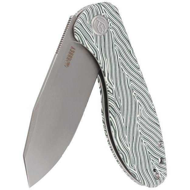 Kubey folding knife Master Chief White Green G10, Bead Blast AUS-10 by Keanu Alfaro (KU358B)