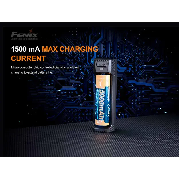 Fenix ARE-X1 V2.0 Single-Slot Charger for 18650, 21700, and 26650 Batteries
