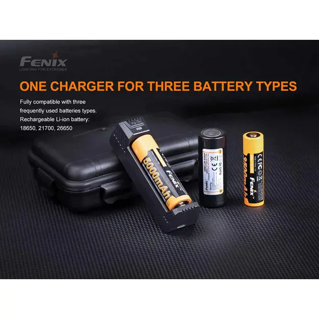 Fenix ARE-X1 V2.0 Single-Slot Charger for 18650, 21700, and 26650 Batteries