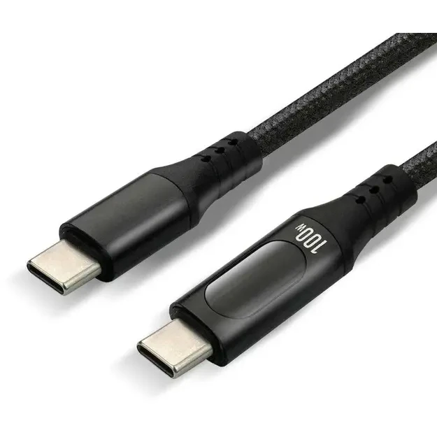 everActive CBB-2PD5L USB-C to USB-C Cable with LCD Display and E-Marker, Power Delivery 100W, 200 cm