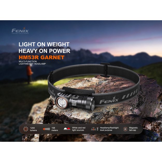 	 Fenix ​​HM53R žibintuvėlis Garnet Grey/Orange
