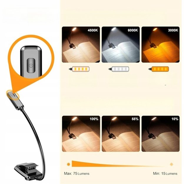 LED skaitymo lempa su spaustuku