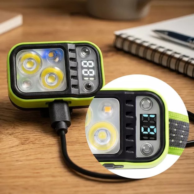 Vayox įkraunamas galvos žibintas 220lm 800mAh IPX4 (šilta, neutrali, raudona) VA0454
