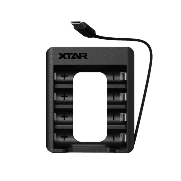 XTAR C4-AA Charger for 1.5V AA Li-ion Batteries with Integrated USB-C Cable