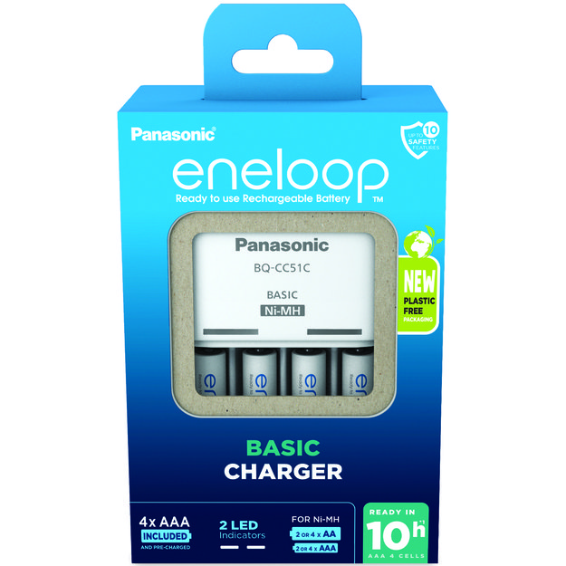 Зарядное устройство Panasonic Eneloop BQ-CC51 + 4 x R03/AAA Eneloop 800mAh Ni-MH BK-4MCDE