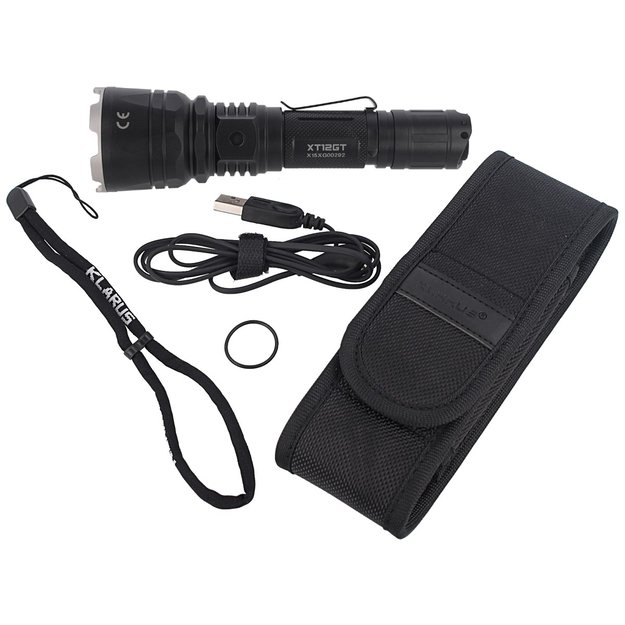KLARUS XT12GT taktinis pailginto nuotolio žibintuvėlis 1600lm, 18GT-36 18650 / 3600mAh
