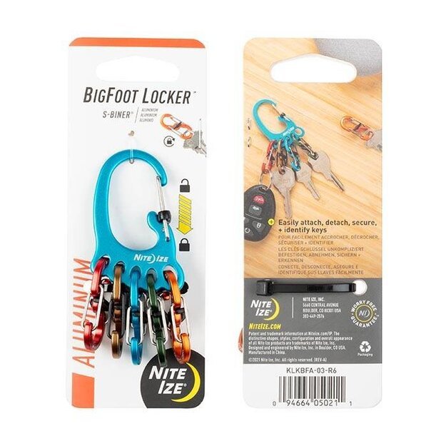 Nite Ize – BigFoot Locker spalvotas raktų laikiklis Aliuminis – KLKBFA-03-R6