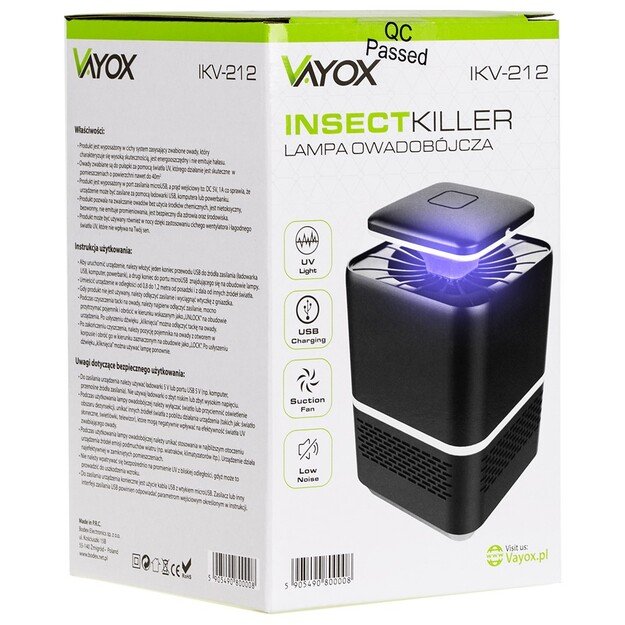 VAYOX lempa - vabzdžių gaudyklė USB IKV-212
