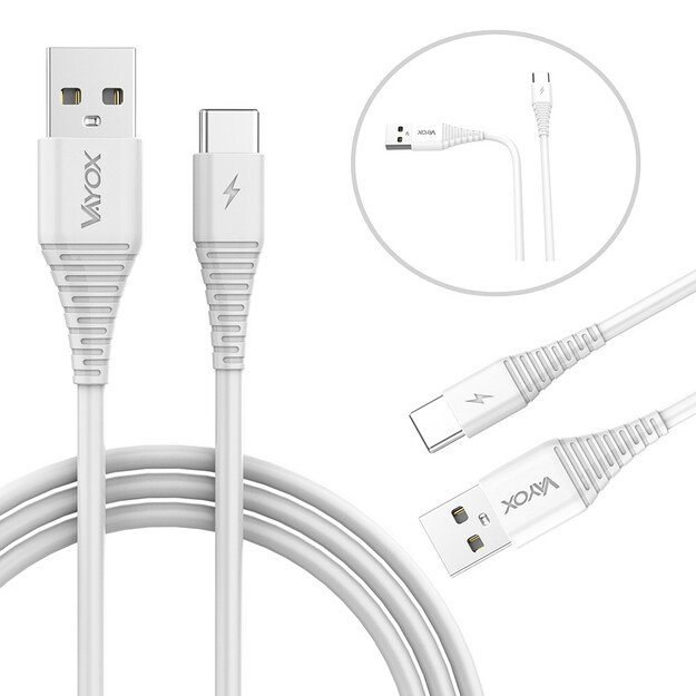 Vayox VA0056 USB laidas - USB C tipo 1m ilgio Baltas