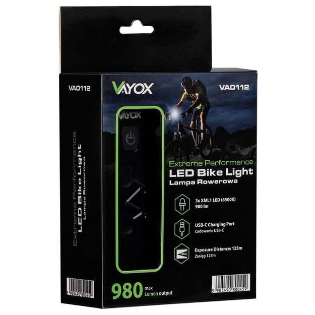 Vayox bike light 3*XML1 LED 6500K 980lm VA0112