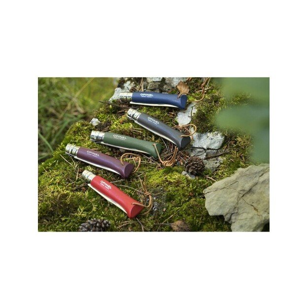 Peilis Opinel Trekking Nr.8 nerūdijančio plieno ašmenimis ir tamsiai ruda rankena