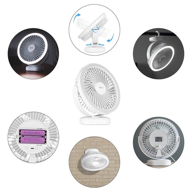 Vayox Перезаряжаемый вентилятор с подсветкой VA0338W Белый