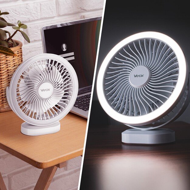 Vayox Перезаряжаемый вентилятор с подсветкой VA0338W Белый