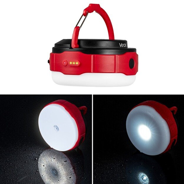 Vayox įkraunamas kempingo žibintuvėlis 500lm su saulės baterija VA0100