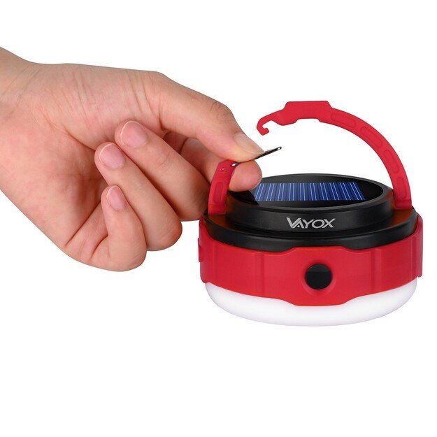 Vayox įkraunamas kempingo žibintuvėlis 500lm su saulės baterija VA0100