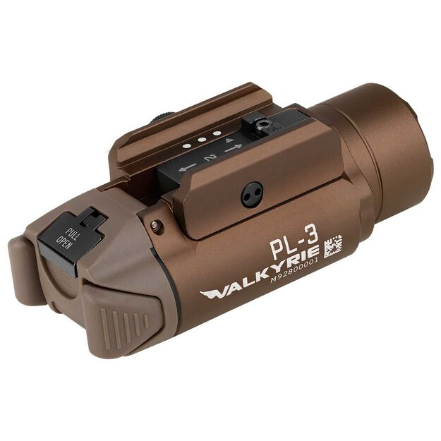 Olight PL-3 Valkyrie prožektorius ant pistoleto, desert tan