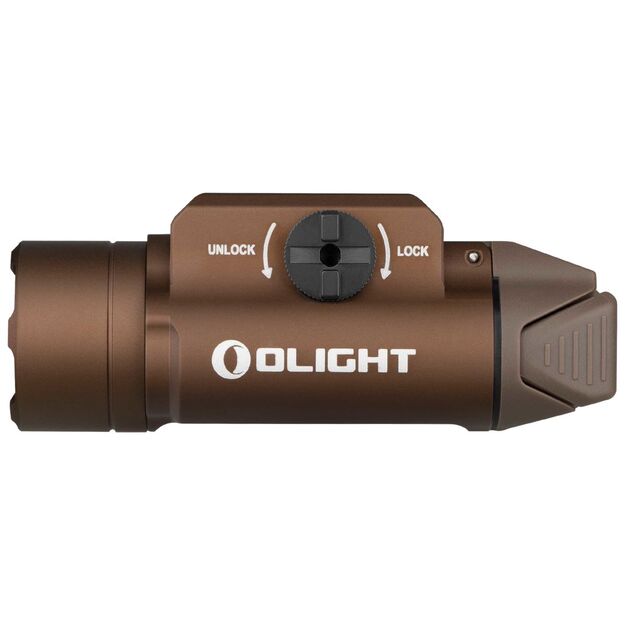 Olight PL-3 Valkyrie prožektorius ant pistoleto, desert tan