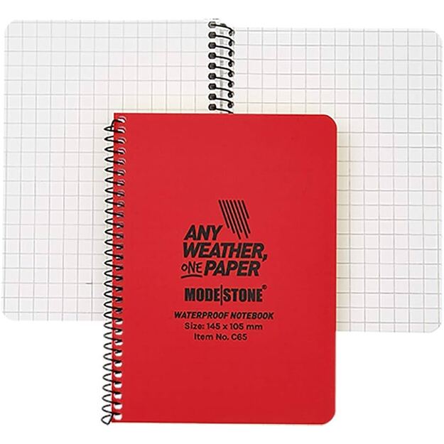 Modestone® A5 vandeniui atspari užrašinė 148x210mm 50 lapų C53 MIL Raudona