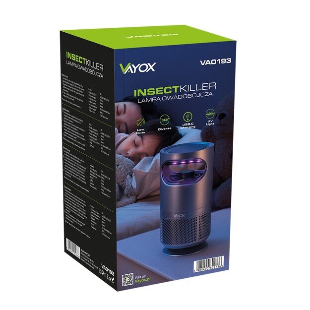 Лампа Vayox для уничтожения насекомых 8хSMD 5W серый ВА0193