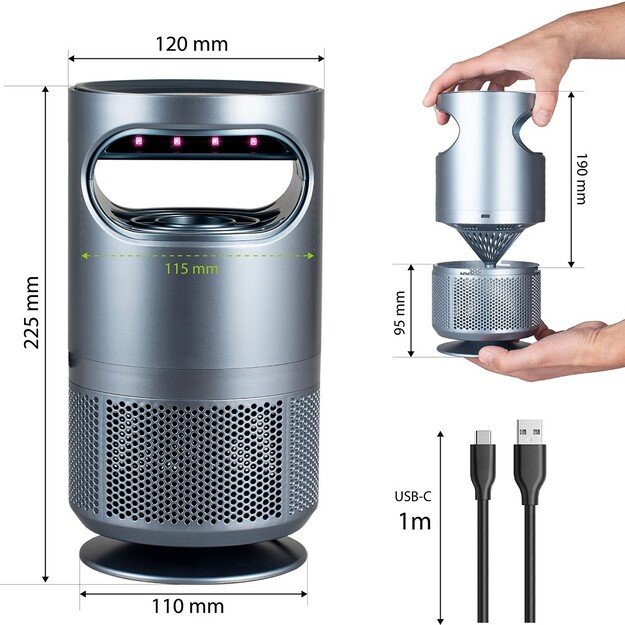 Лампа Vayox для уничтожения насекомых 8хSMD 5W серый ВА0193