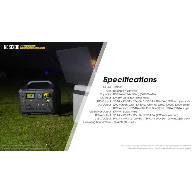 Nitecore Power Station NES1200 - 348000mAh nešiojama elektros stotelė