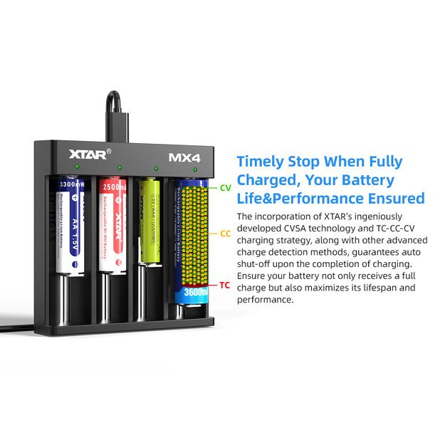 XTAR MX4 battery charger for Li-ion / Ni-MH batteries 