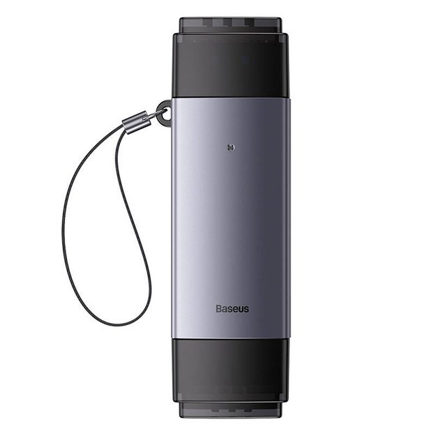Baseus Lite serijos SD/TF atminties kortelių skaitytuvas, USB + USB-C (pilkos spalvos)