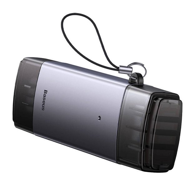 Baseus Lite serijos SD/TF atminties kortelių skaitytuvas, USB + USB-C (pilkos spalvos)